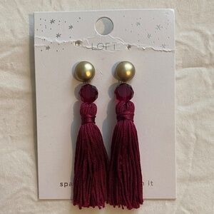 NWT Ann Taylor LOFT Merlot Tassel Earrings